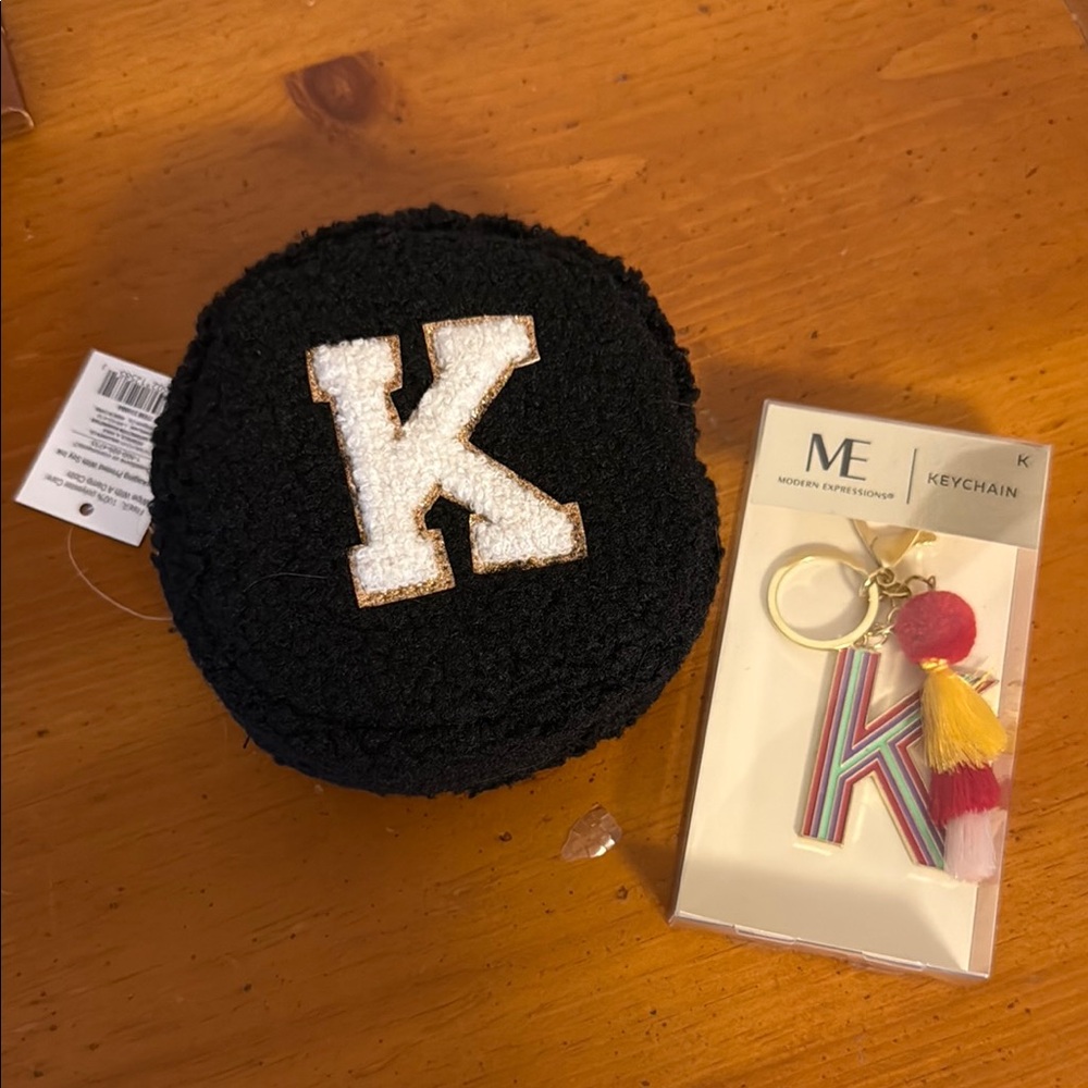 NWT--Black 'K' Pouch and Keychain Set